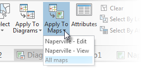 Lista desplegable Aplicar a mapas en la cinta diagrama de red