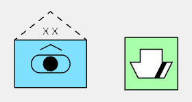 Ejemplo visual de dos símbolos de diccionario con todas las configuraciones activadas