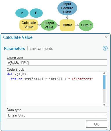 Utilizar la salida de la herramienta Calcular valor como distancia de zona de influencia