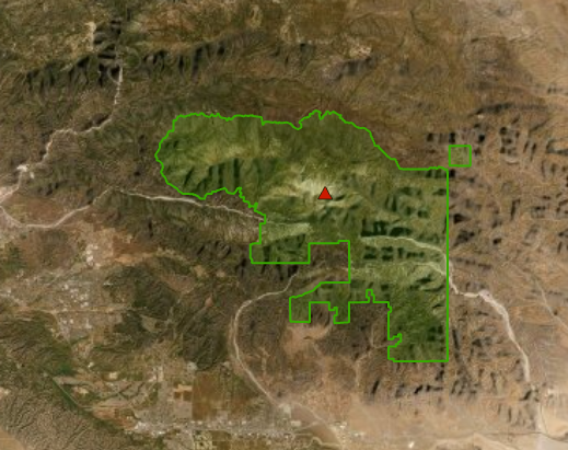 Área silvestre de San Gorgonio seleccionada en el mapa