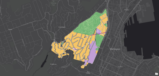 Mapa de la zona residencial de Kelburn