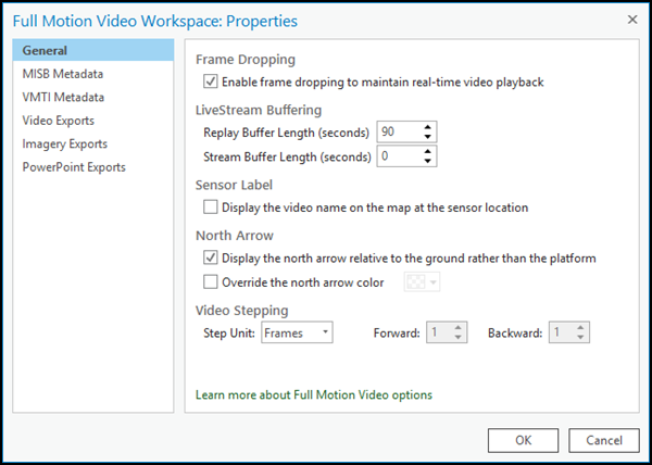 Workspace configuration dialog box