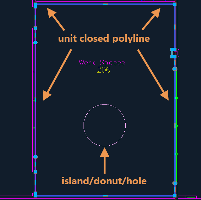 Ejemplo de AutoCAD de una isla, donut o agujero