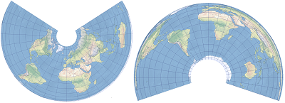 Dos ejemplos de la proyección de mapa de Albers