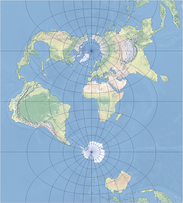 Un ejemplo de la proyección transversa de Mercator