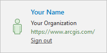 Estado de inicio de sesión en la página de inicio de ArcGIS Pro