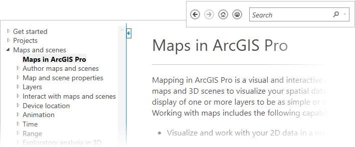 Visor de ayuda de ArcGIS Pro