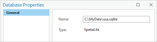 Propiedades de la base de datos para una base de datos SQLite