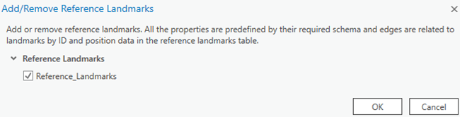 La tabla Reference_Landmarks está registrada como una tabla de hito en Indicaciones.