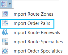 Importar pares de órdenes desde la lista desplegable de opciones de importación