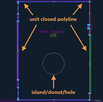 Ejemplo de AutoCAD de una isla, donut o agujero