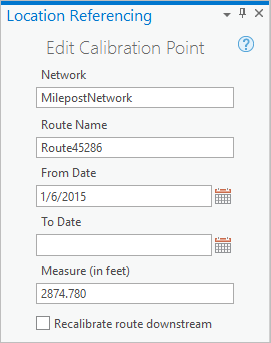 Panel Editar punto de calibración