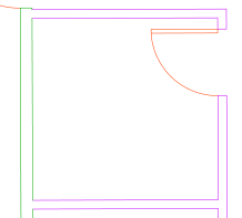 Límites de unidad definidos con puerta de vaivén en colores diferentes