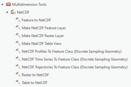 Conjunto de herramientas NetCDF en la caja de herramientas Multidimensión