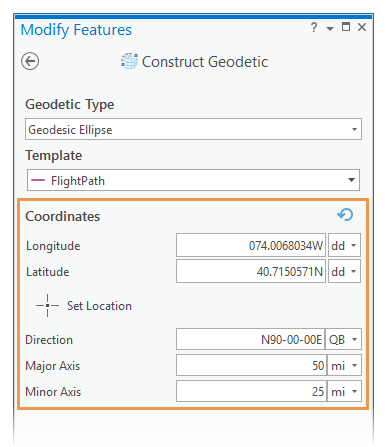 Construir elipse geodésica