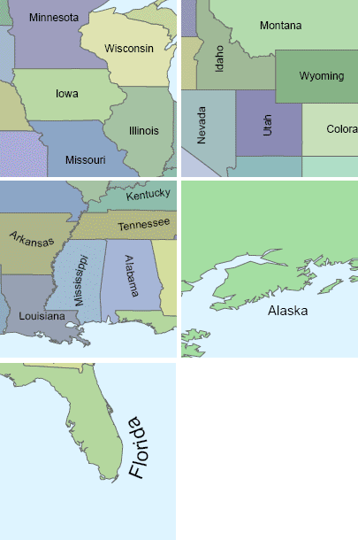 Ubicaciones de etiquetas de polígono