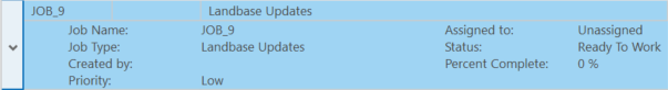 Un trabajo expandido en la Lista de Trabajos con una visión general de las propiedades del trabajo y su estado actual