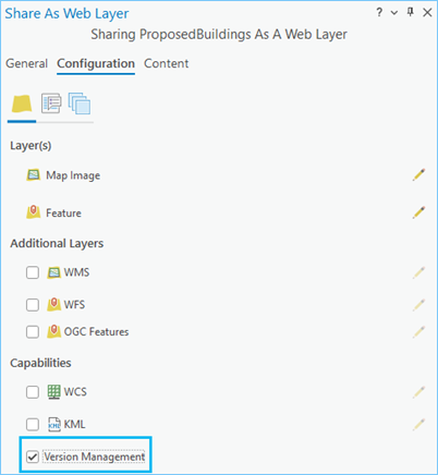 Habilite la capacidad Administración de versiones en la pestaña Configuración.