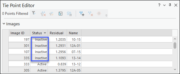 Las imágenes inactivas aparecen en el Editor de punto de enlace.