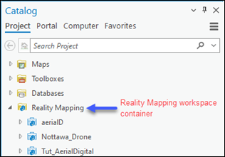 Contenedor del espacio de trabajo de representación cartográfica de realidad