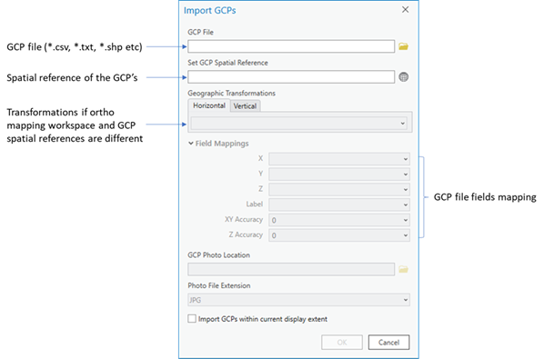 Cuadro de diálogo Importar GCP