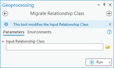 Cuadro de diálogo de la herramienta de geoprocesamiento Migrar clase de relación