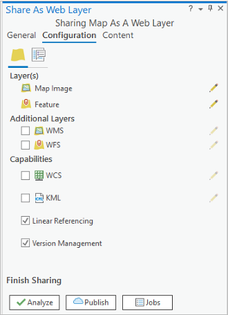 Pestaña Configuración con las casillas Referenciación lineal y Administración de versiones activadas