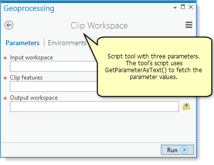Script tool parameters Script tool parameters
