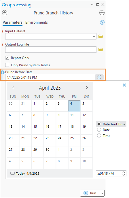 La herramienta Eliminar historial de versionado en rama con el parámetro Eliminar antes de fecha configurado. La herramienta Eliminar historial de versionado en rama con el parámetro Eliminar antes de fecha configurado.