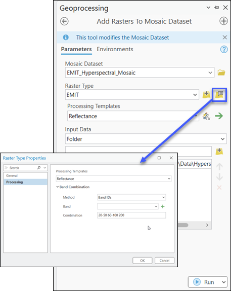 Especifique combinaciones de bandas para el sensor EMIT. Especifique combinaciones de bandas para el sensor EMIT.