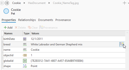 Mantenga el puntero sobre una propiedad y haga clic en el botón Agregar procedencia. Mantenga el puntero sobre una propiedad y haga clic en el botón Agregar procedencia.