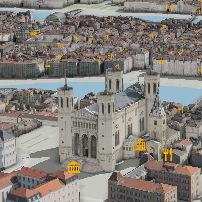 Puntos de interés 3D con vista en perspectiva Puntos de interés 3D con vista en perspectiva