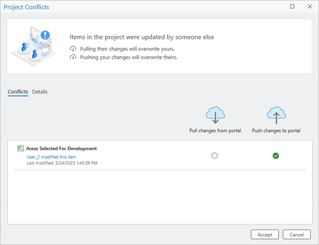Cuadro de diálogo Conflictos del proyecto Cuadro de diálogo Conflictos del proyecto