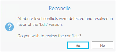 Preguntar si se deben revisar los conflictos después de conciliar las versiones Preguntar si se deben revisar los conflictos después de conciliar las versiones