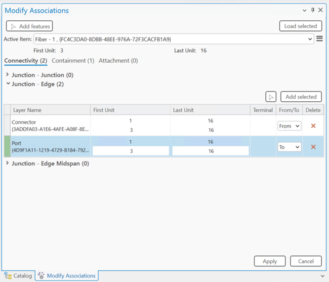 Utilizar el panel Modificar asociaciones para configurar una asociación de conectividad en objetos agrupados en una red de dominio de telecomunicaciones Utilizar el panel Modificar asociaciones para configurar una asociación de conectividad en objetos agrupados en una red de dominio de telecomunicaciones