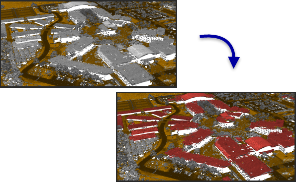 Ilustración de la herramienta Clasificar edificio de LAS Ilustración de la herramienta Clasificar edificio de LAS