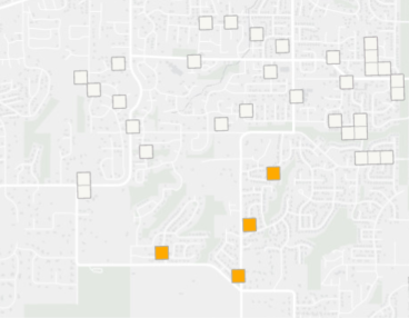 Salida del tema de visualización Ubicaciones sin vecinos espaciales en la herramienta Visualizar cubo de espacio-tiempo en 2D Salida del tema de visualización Ubicaciones sin vecinos espaciales en la herramienta Visualizar cubo de espacio-tiempo en 2D
