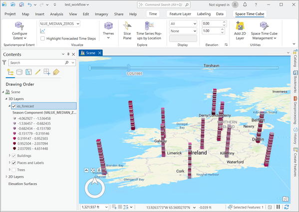 El tema de visualización Componente de temporada aplicado a un cubo de espacio-tiempo. El tema de visualización Componente de temporada aplicado a un cubo de espacio-tiempo.