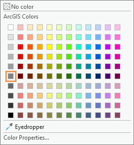 Paleta de colores con Gris 50% indicado (fila 6, columna 1).