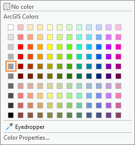 Paleta de colores con Gris 40% indicado (fila 5, columna 1).