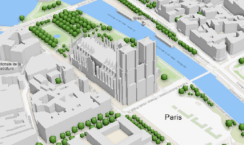 Mapa base 3D de París (Francia)