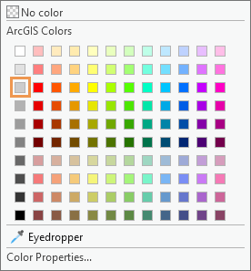 Paleta de colores con Gris 20% indicado (fila 4, columna 1).