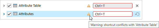 Icono de advertencia con información en pantalla mostrada junto a un acceso directo duplicado