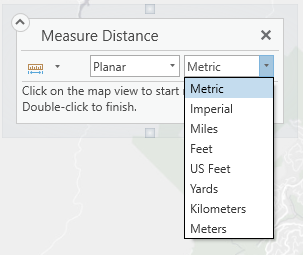 Las unidades de distancia están disponibles en la herramienta Medir distancia.