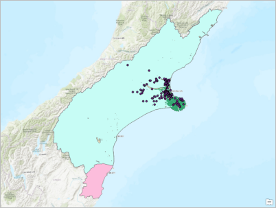 Mapa con capas que representan los datasets