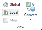 Opciones de ArcGIS Pro para realizar la conversión entre mapas, escenas globales y escenas locales