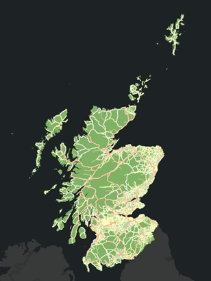 Mapa que muestra las carreteras con cambios de simbología aplicados