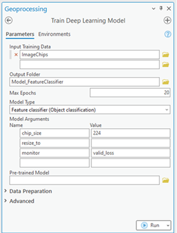 Herramienta Entrenar modelo de aprendizaje profundo