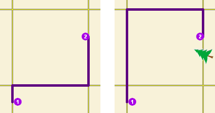 Dos mapas demuestran cómo afecta una barrera de punto de restricción a un análisis de ruta.
