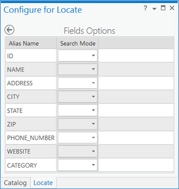 Vista Configurar para localizar